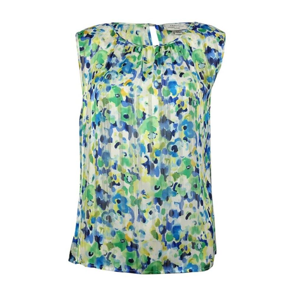 Tahari Women's Watercolor Printed Blouse - Ivory/White/Green